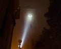 San Dona di Piave Cathedral, church in the fog at night during quarantine of COVID 19,